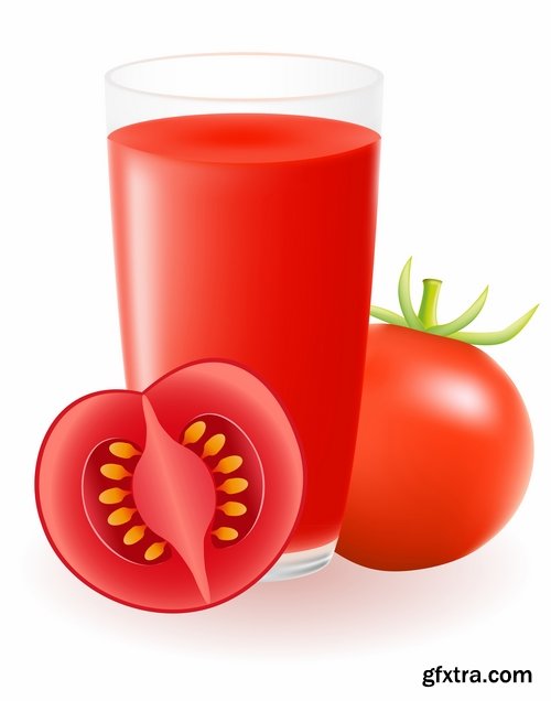 Collection of vector image of tomato juice tomato glass beaker 25 Eps