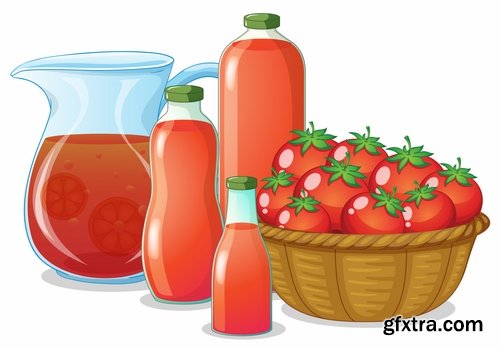 Collection of vector image of tomato juice tomato glass beaker 25 Eps