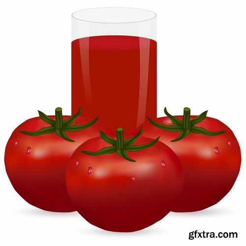 Collection of vector image of tomato juice tomato glass beaker 25 Eps