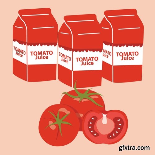 Collection of vector image of tomato juice tomato glass beaker 25 Eps