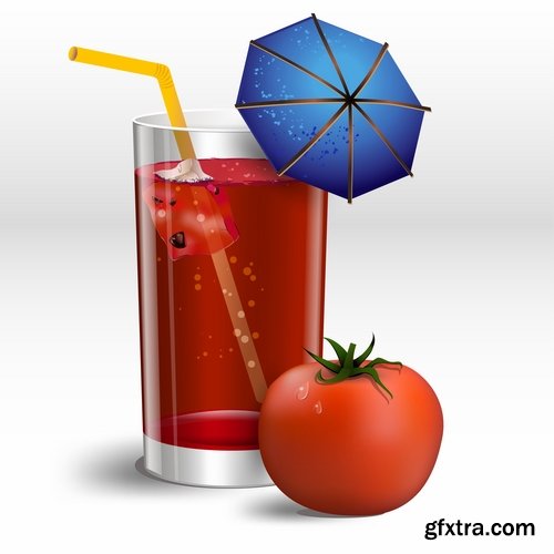 Collection of vector image of tomato juice tomato glass beaker 25 Eps