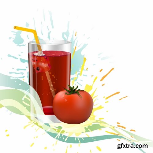 Collection of vector image of tomato juice tomato glass beaker 25 Eps