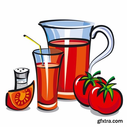 Collection of vector image of tomato juice tomato glass beaker 25 Eps