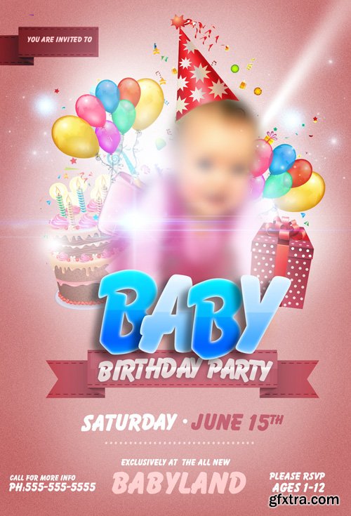 Baby Birthday Flyer Template