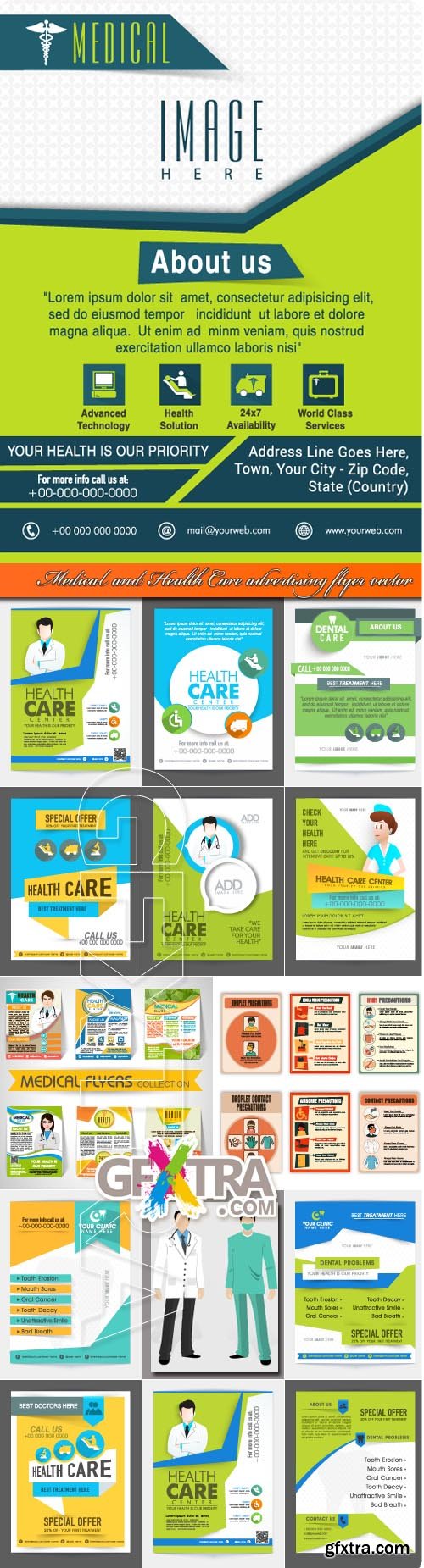 Medical and Health Care advertising flyer vector