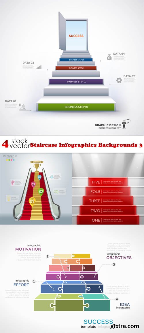 Vectors - Staircase Infographics Backgrounds 3