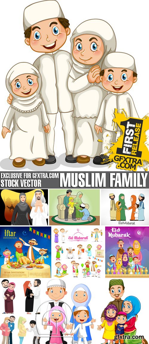 Stock Vectors - Muslim family, 25xEPS