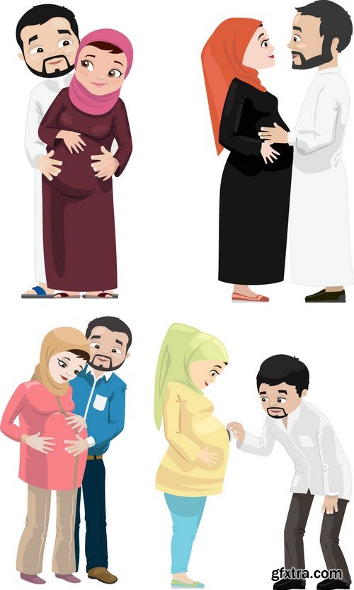 Stock Vectors - Muslim family, 25xEPS