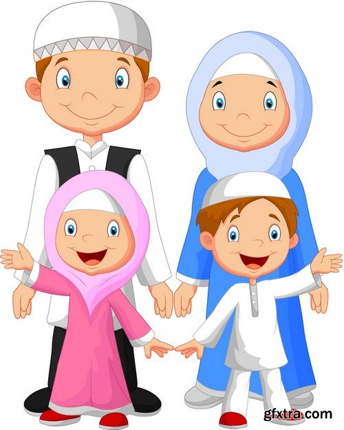 Stock Vectors - Muslim family, 25xEPS