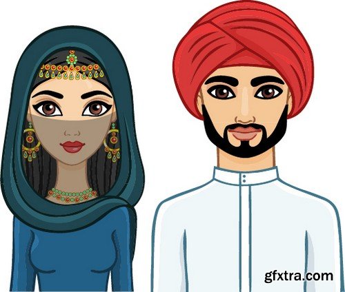 Stock Vectors - Muslim family, 25xEPS