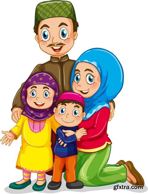 Stock Vectors - Muslim family, 25xEPS