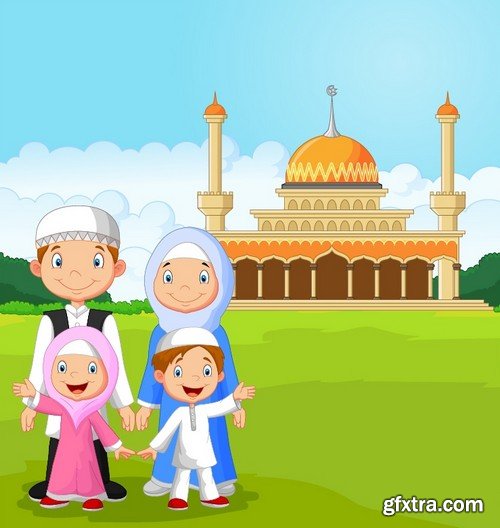 Stock Vectors - Muslim family, 25xEPS