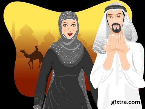 Stock Vectors - Muslim family, 25xEPS