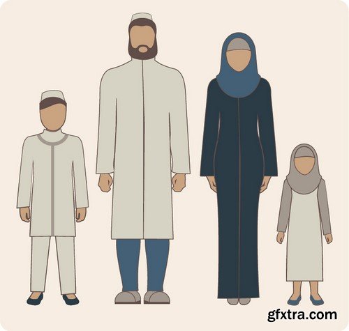 Stock Vectors - Muslim family, 25xEPS