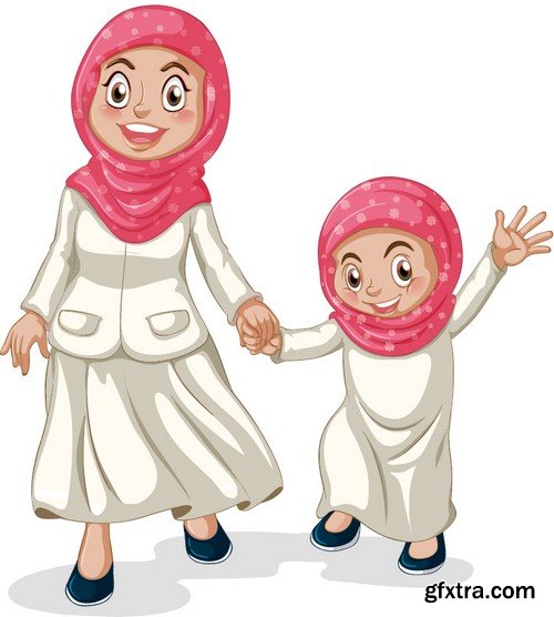 Stock Vectors - Muslim family, 25xEPS