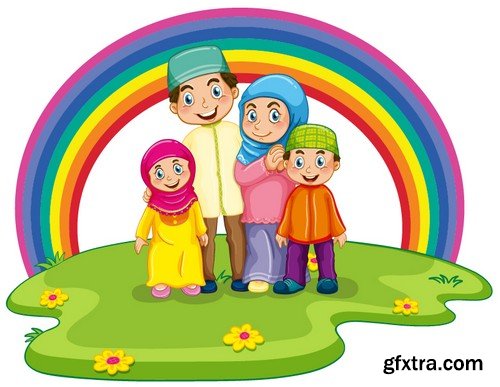 Stock Vectors - Muslim family, 25xEPS