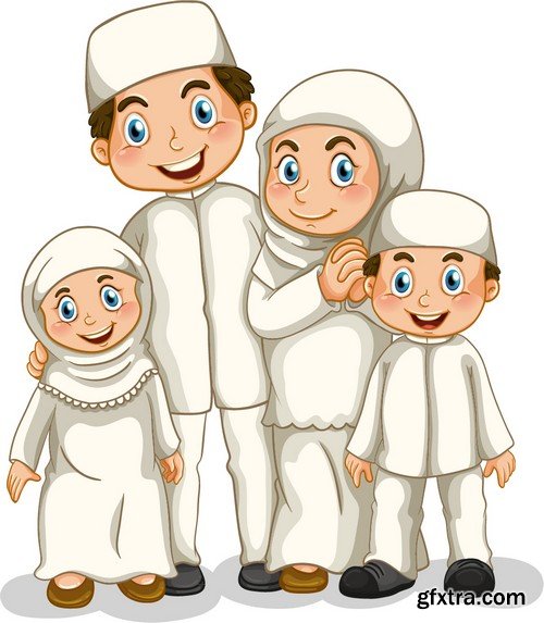 Stock Vectors - Muslim family, 25xEPS