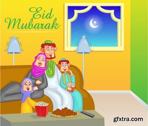 Stock Vectors - Muslim family, 25xEPS