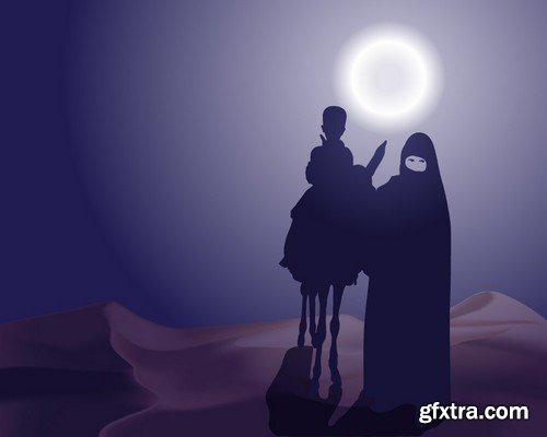 Stock Vectors - Muslim family, 25xEPS