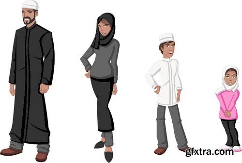 Stock Vectors - Muslim family, 25xEPS