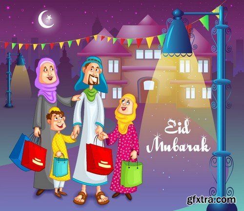 Stock Vectors - Muslim family, 25xEPS