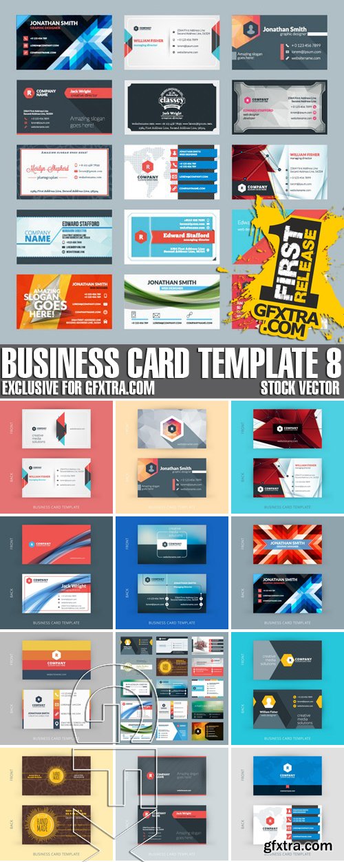 Stock Vectors - Business Card Template 8, 25xEPS