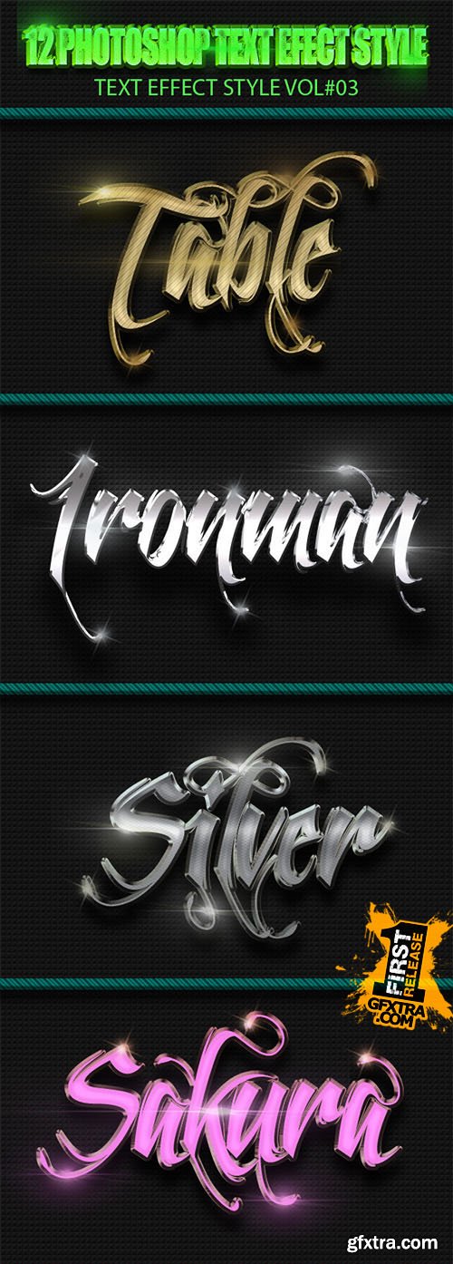 GraphicRiver 12 Photoshop Text Effect Styles Vol.3