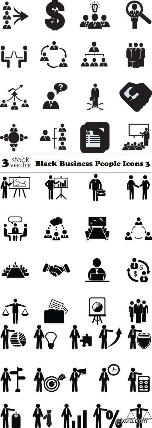 Vectors - Black Business People Icons 3