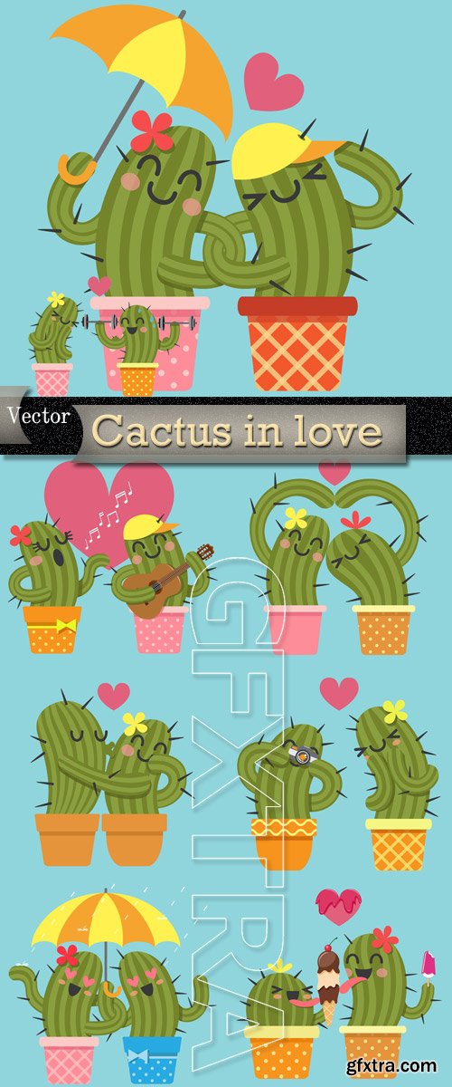 Cactus in love in Vector