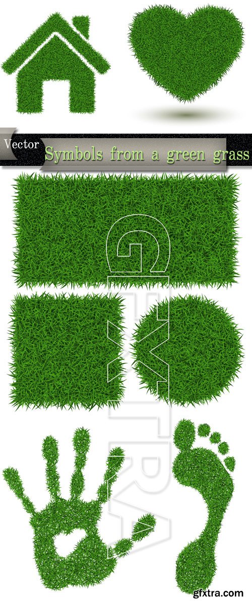 Symbols from a green grass in Vector