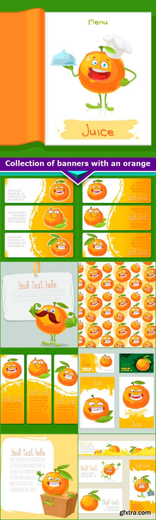 Collection of banners with an orange 9x EPS