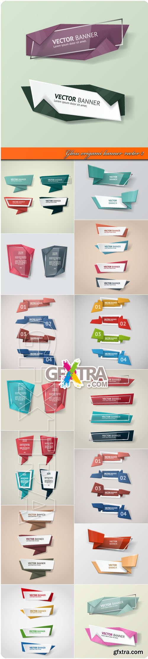 Gloss origami banner vector 2