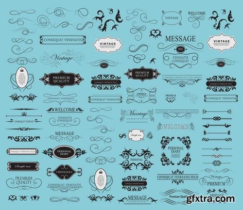 Stock Vector - Elegant Calligraphic Design Elements Set, 40EPS