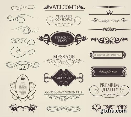 Stock Vector - Elegant Calligraphic Design Elements Set, 40EPS