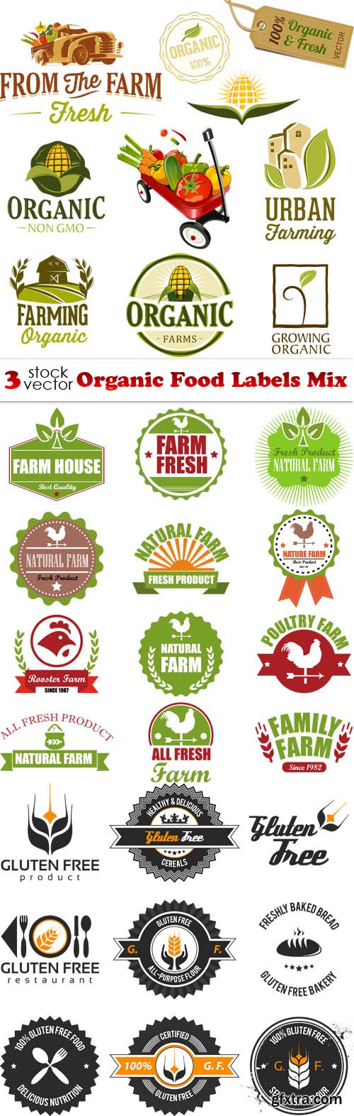 Vectors - Organic Food Labels Mix