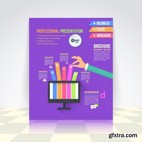 Stock Vectors - Flat Style Business Infographics Template, Vector Design Flyer, 37xEPS