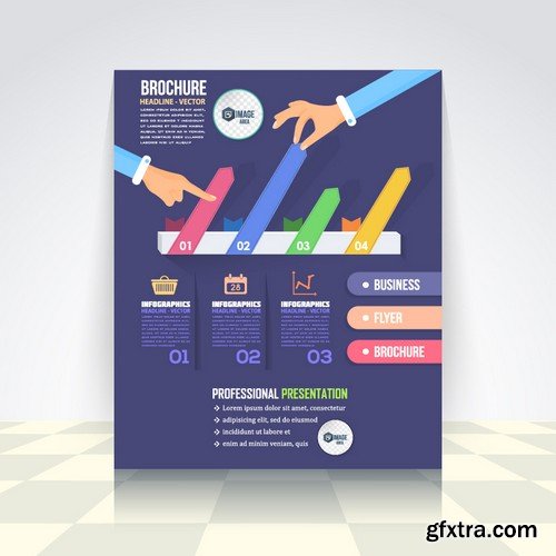 Stock Vectors - Flat Style Business Infographics Template, Vector Design Flyer, 37xEPS