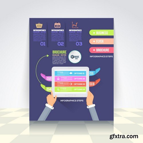 Stock Vectors - Flat Style Business Infographics Template, Vector Design Flyer, 37xEPS