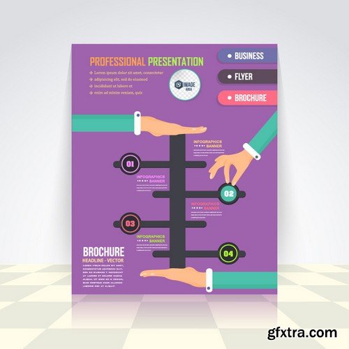 Stock Vectors - Flat Style Business Infographics Template, Vector Design Flyer, 37xEPS