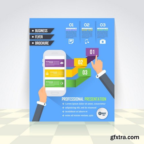 Stock Vectors - Flat Style Business Infographics Template, Vector Design Flyer, 37xEPS