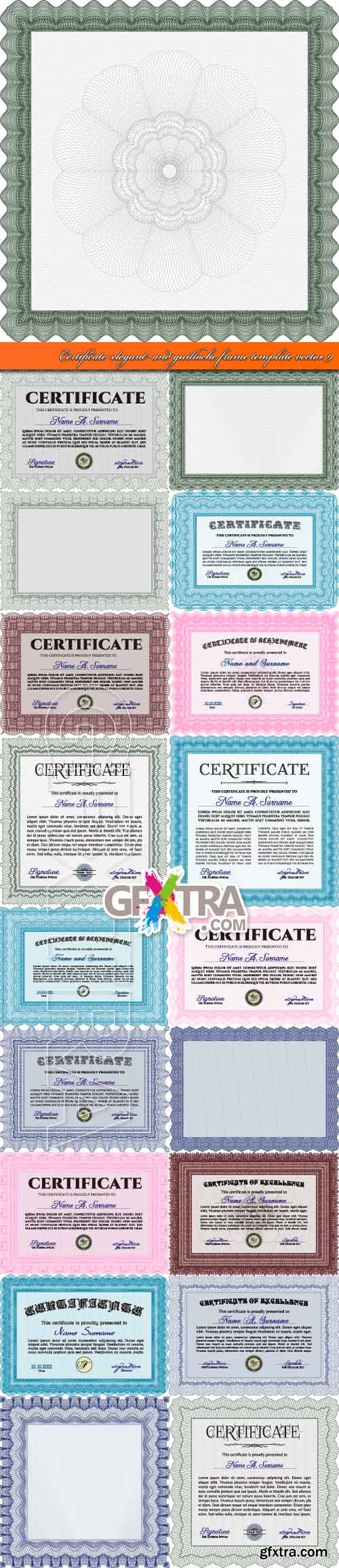 Certificate elegant and guilloche frame template vector 9