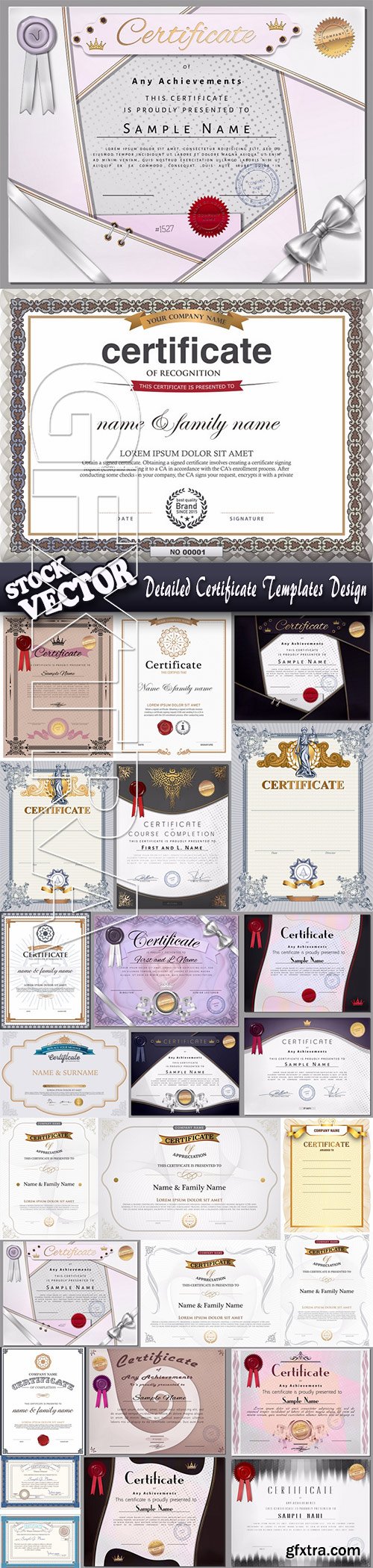 Stock Vector - Detailed Certificate Templates Design