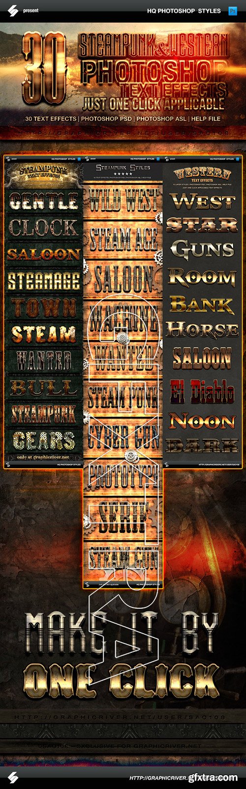 GraphicRiver - Steampunk and Western Text Effects Bundle 11273453