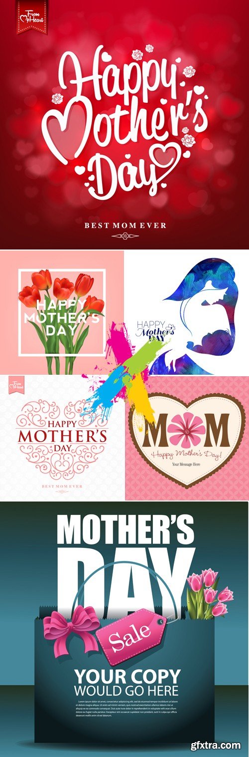 Mother's Day Postcards Vector