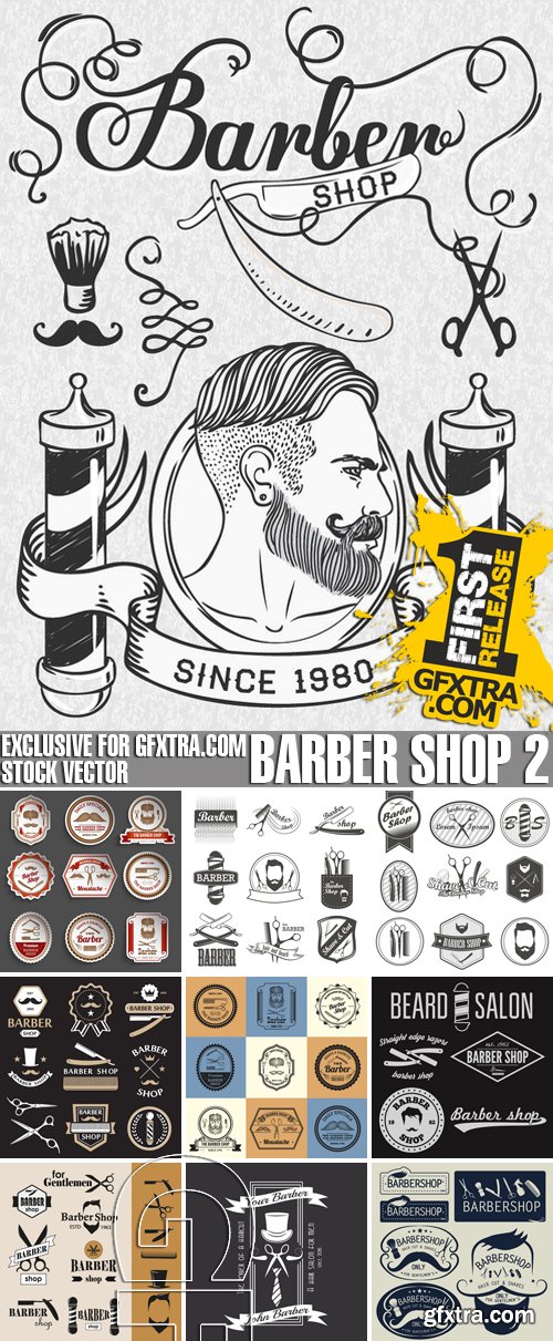 Stock Vectors - Barber Shop 2, 25xEPS