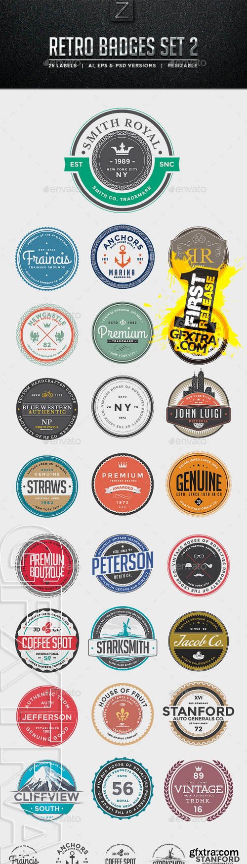 Retro Badges Set 2 - GraphicRiver 10070679