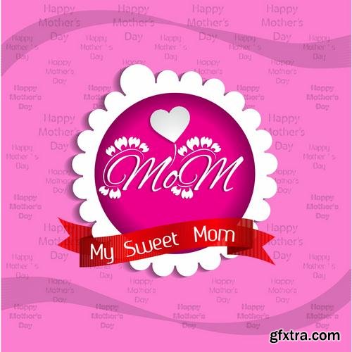 Stock Vector - Happy Mothers Day Cards Labels Icons Design Elements, 50EPS