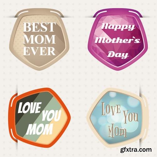 Stock Vector - Happy Mothers Day Cards Labels Icons Design Elements, 50EPS