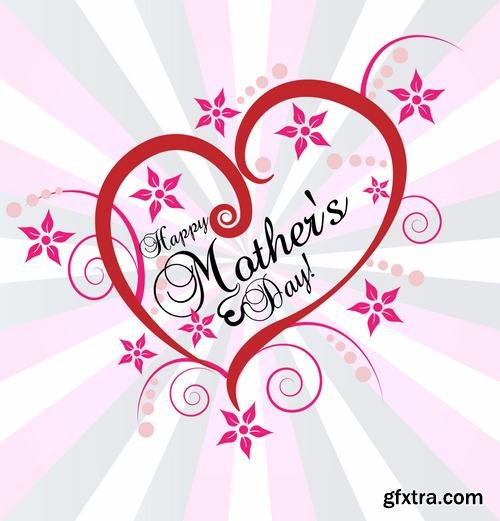 Stock Vector - Happy Mothers Day Cards Labels Icons Design Elements, 50EPS