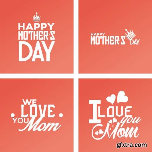 Stock Vector - Happy Mothers Day Cards Labels Icons Design Elements, 50EPS